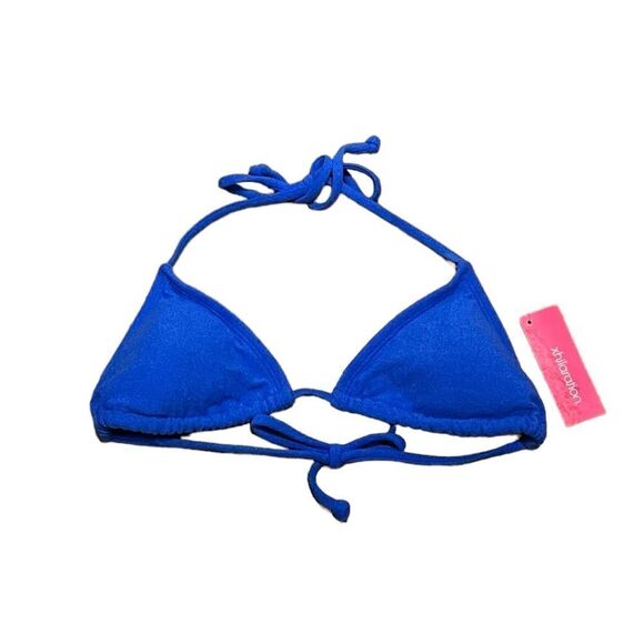 NWT Xhilaration Junior’s Blue Cobalt Terrycloth Triangle Slide Bikini Top, S - Picture 4 of 10